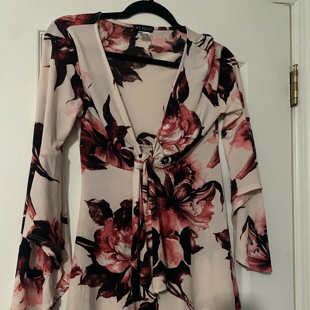 Venus floral tunic top with bell sleeves